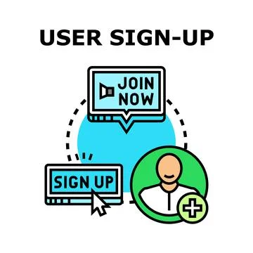 User sign up registration account creation process concept Stock Illustration