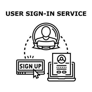 User sign in service creating online account access Stock Illustration