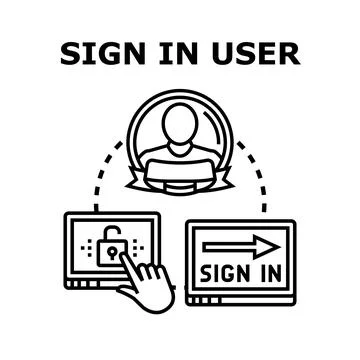 User signing in accessing account via authentication Stock Illustration