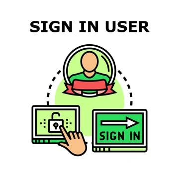 User signing in accessing account via authentication Stock Illustration