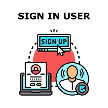 User signing up creating online account concept Stock Illustration