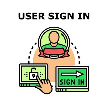 User signing in system access concept 스톡 일러스트