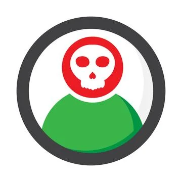 User with skull icon isolated on white background Stock Illustration