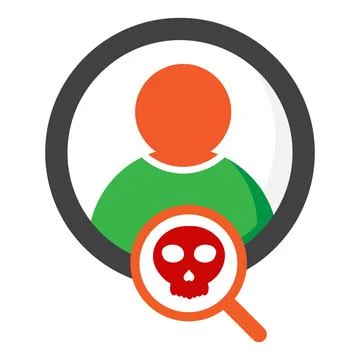 User with skull icon isolated on white background Stock Illustration