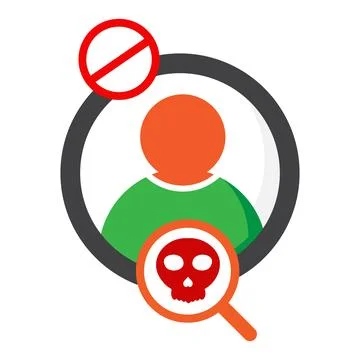 User with skull icon isolated on white background Stock Illustration