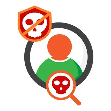 User with skull icon isolated on white background Stock Illustration