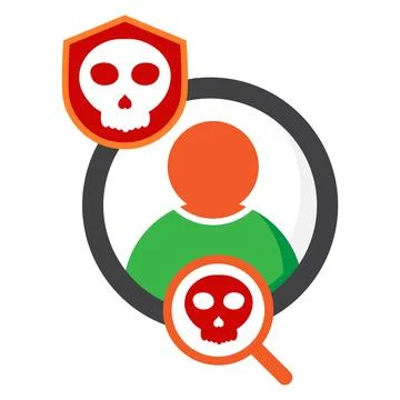 User with skull icon isolated on white background Stock Illustration
