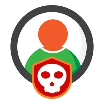 User with skull icon isolated on white background Stock Illustration