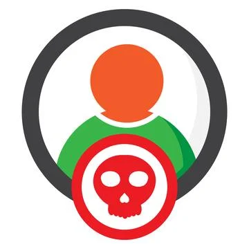 User with skull icon isolated on white background Stock Illustration