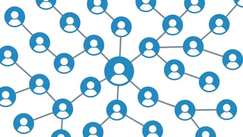 User Social Network Tree Connections in Blue, Social Media or Communication Stock Footage 240953606