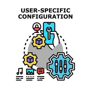 User specific configuration setting application concept Stock Illustration