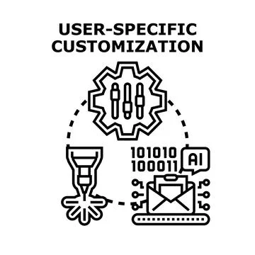 User specific customization adapting individual product manufacturing Stock Illustration