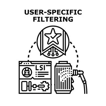 User specific filtering algorithm for personalized data setting Stock Illustration
