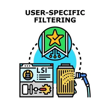 User specific filtering algorithm for personalized data setting Stock Illustration