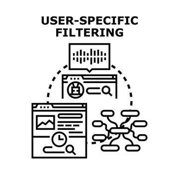 User specific filtering concept for data processing Stock Illustration