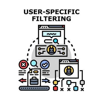 User specific filtering data processing for personalized recommendations Stock Illustration