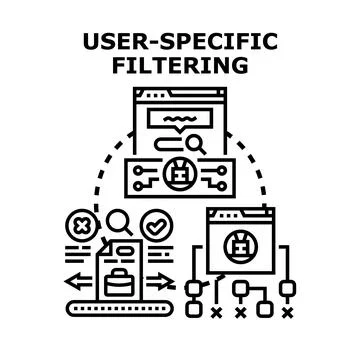 User specific filtering data processing for personalized recommendations Stock Illustration