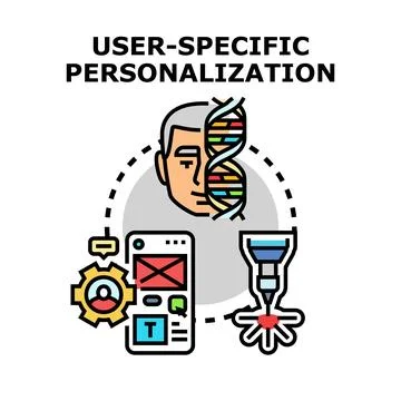 User specific personalization and data processing concept Stock Illustration