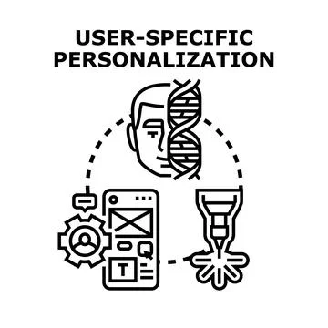User specific personalization and data processing concept Stock Illustration
