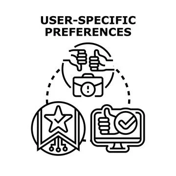 User specific preferences adjusting experience and feedback Stock Illustration