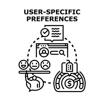 User specific preferences customer experience personalization concept Stock Illustration