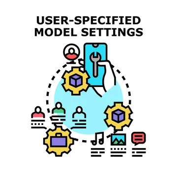 User specifying model settings for customization and data Illustrazione stock