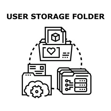 User storage folder concept for digital files Ilustração Stock