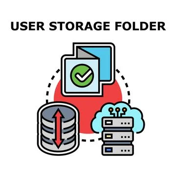 User storage folder digital data management concept Ilustração Stock