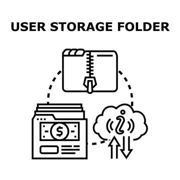 User storage folder organizing data management and cloud sharing Illustrazione stock