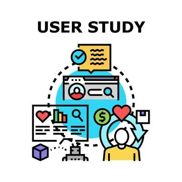 User study concept analyzing client experience data Stock Illustration