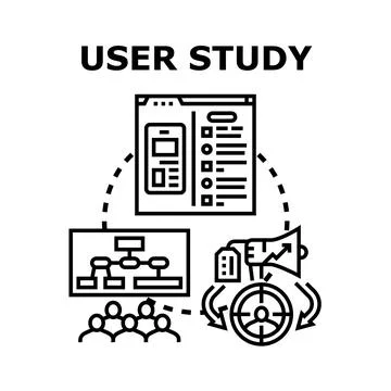 User study concept for product development and research Stock Illustration