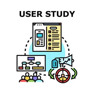 User study concept for product development and research Stock Illustration
