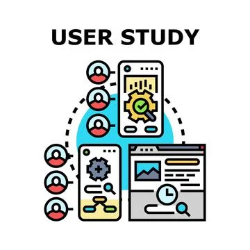 User study researching interface developing and optimizing process Stock-Illustration