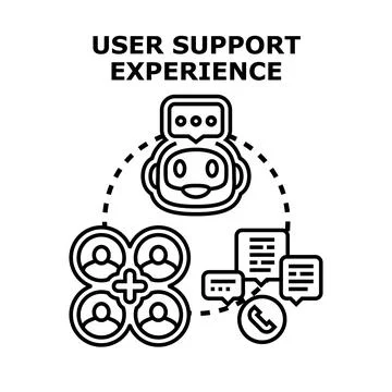 User support experience with ai and human agents Stock Illustration