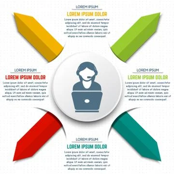 User support infographic design template with colorful arrows and shadow ef.. Stock Illustration