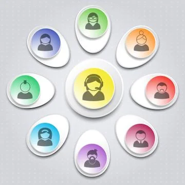 User support. Set of infographic elements with users icons. Design elements.. Illustrazione stock