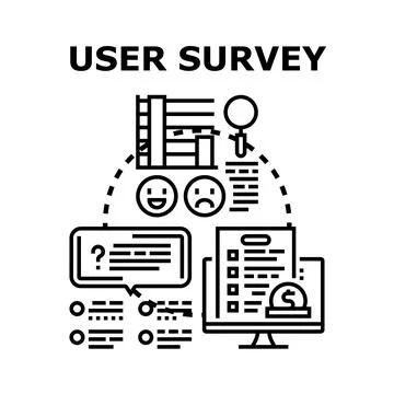 User survey questionnaire collecting feedback and analyzing data Stock Illustration