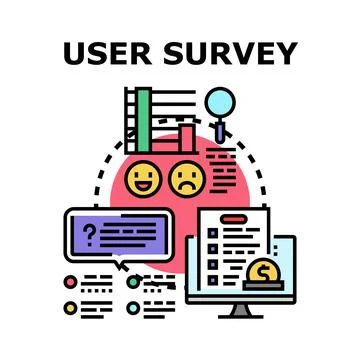 User survey questionnaire collecting feedback and analyzing data Stock Illustration