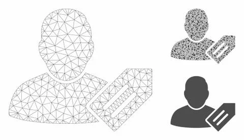 User Tag Vector Mesh 2D Model and Triangle Mosaic Icon 스톡 일러스트