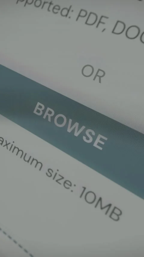User taps the BROWSE button to upload a file Stock Footage 333835632