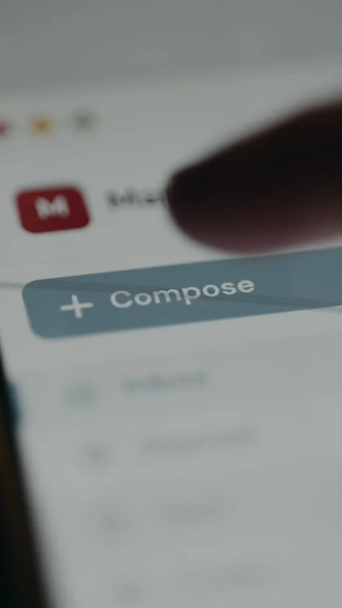 User taps the button labeled Compose from email UI, new email Stock Footage 333382069