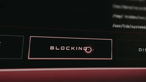 User taps the digital button Block Source IP, status Blocked Stock Footage 333371317