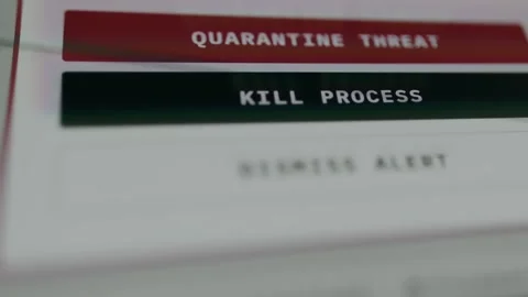 User taps the digital button labeled KILL PROCESS to terminate an active Stock Footage 333823463