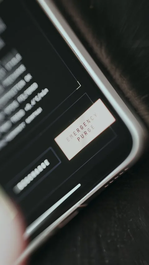 User taps the Emergency Purge command button Stock Footage 334952778