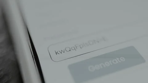 User taps the Generate button to create a password, password generation Stock Footage 328818636
