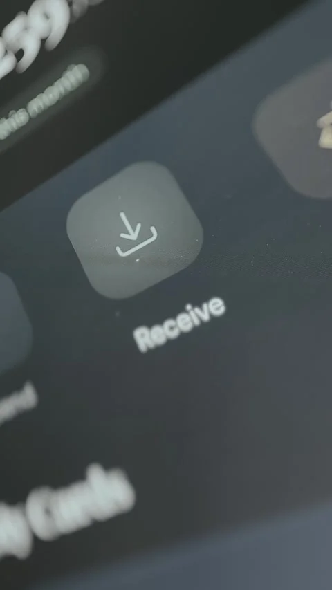 User taps the Receive button to accept incoming transfers Stock Footage 332500538