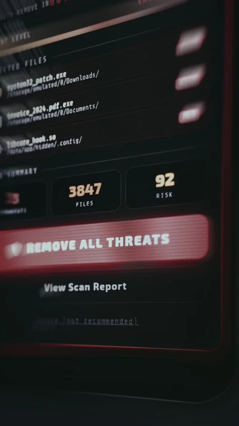 User taps Remove All Threats button to clean detected security issues Stock Footage 335866114