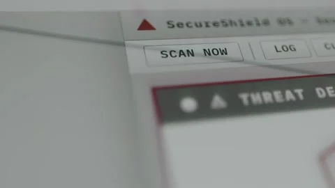 User taps SCAN NOW option from an interface warning of a threat detected Stock Footage 333823546