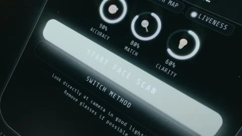 User taps the Start Face Scan option Stock Footage 334402964