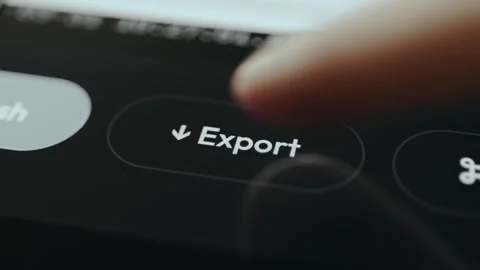 User taps the UI element labeled Export with a downward-pointing arrow icon Stock Footage 332050809